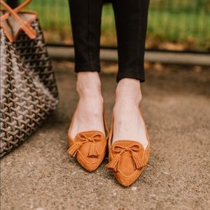 Ann Taylor suede tassel pointy toe flats
